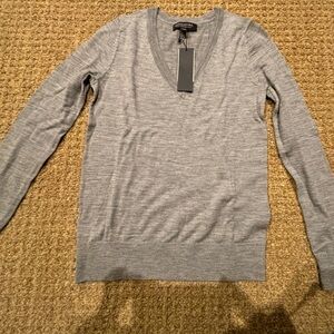 NWT Women’s Banana Republic Gray Washable Merino Wool Long Sleeve Sweater XXS